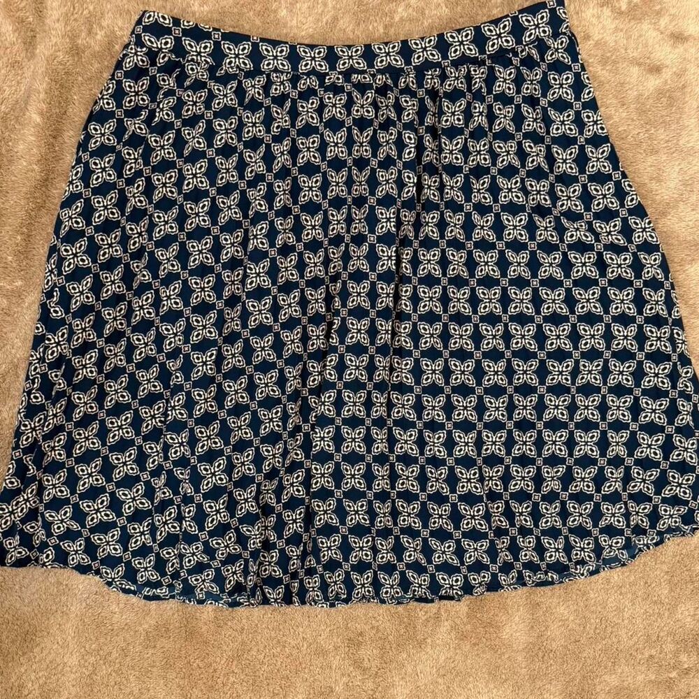 Blue and White Soft Pleated Women's Mini Skirt, J.Crew Size 6